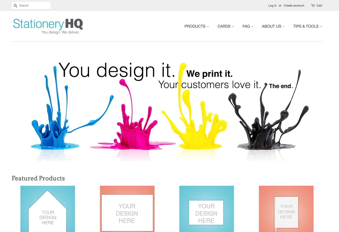 StationeryHQ home page for custom printed stationery